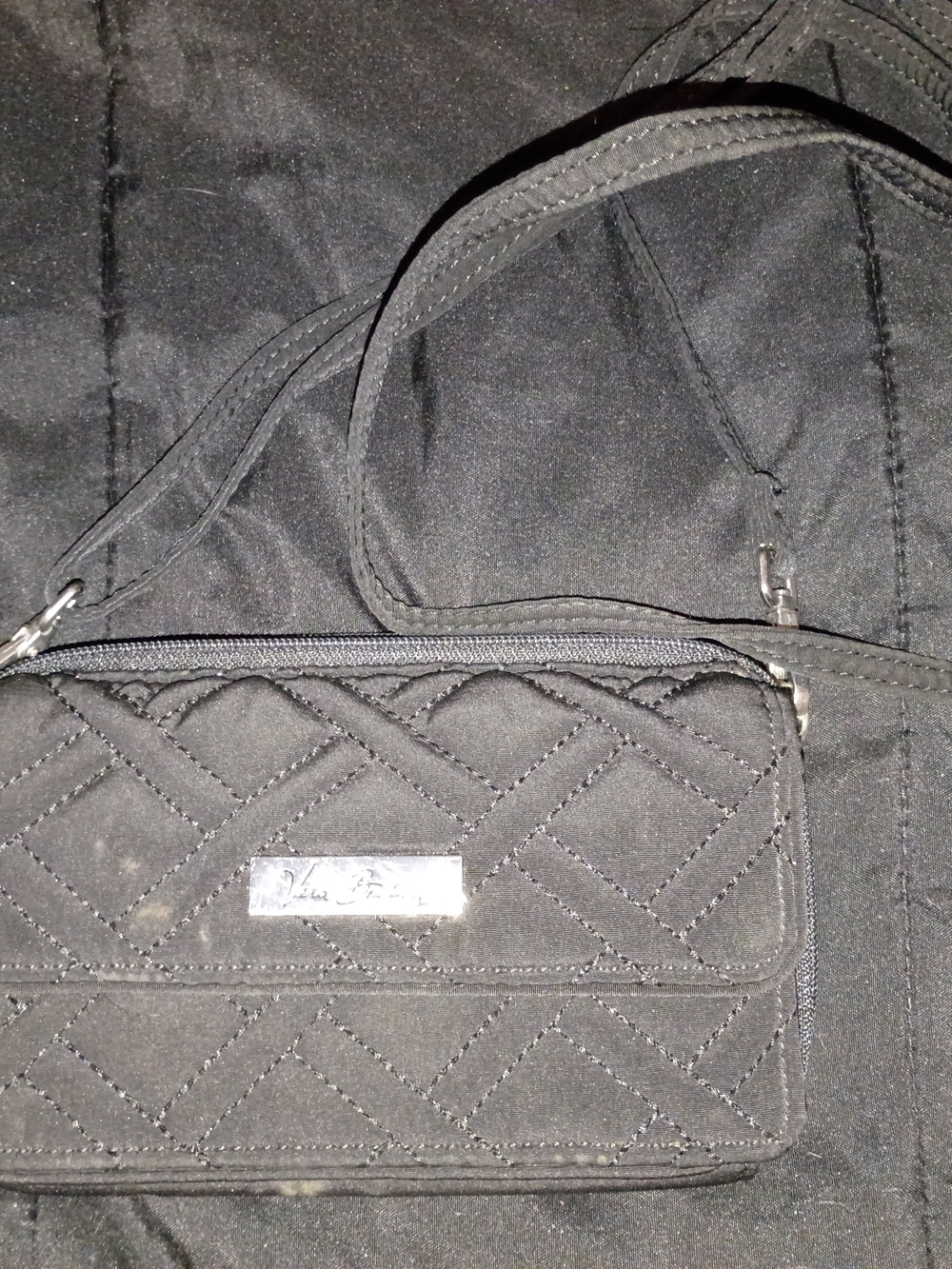 Vera Bradley Quilted Black Crossbody Wallet Bag